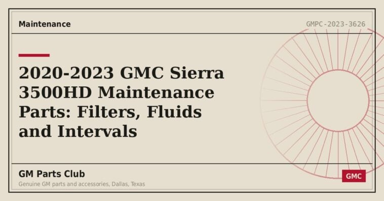 2020-2023 GMC Sierra 3500HD Maintenance Parts: Filters, Fluids and Intervals - GM Parts Club