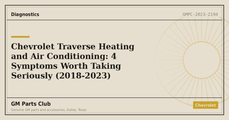 Chevrolet Traverse Heating and Air Conditioning: 4 Symptoms Worth Taking Seriously (2018-2023) - GM Parts Club