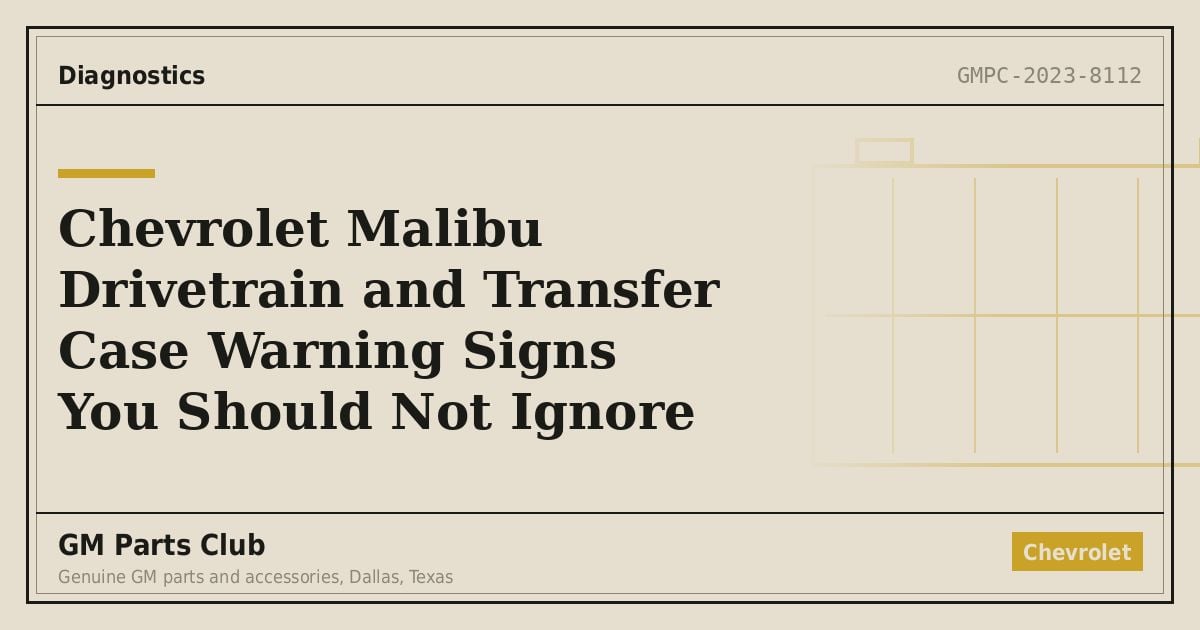 Chevrolet Malibu Drivetrain and Transfer Case Warning Signs You Should Not Ignore - GM Parts Club