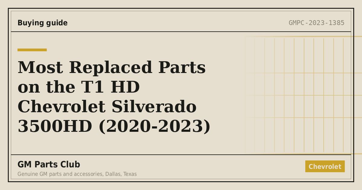 Most Replaced Parts on the T1 HD Chevrolet Silverado 3500HD (2020-2023) - GM Parts Club