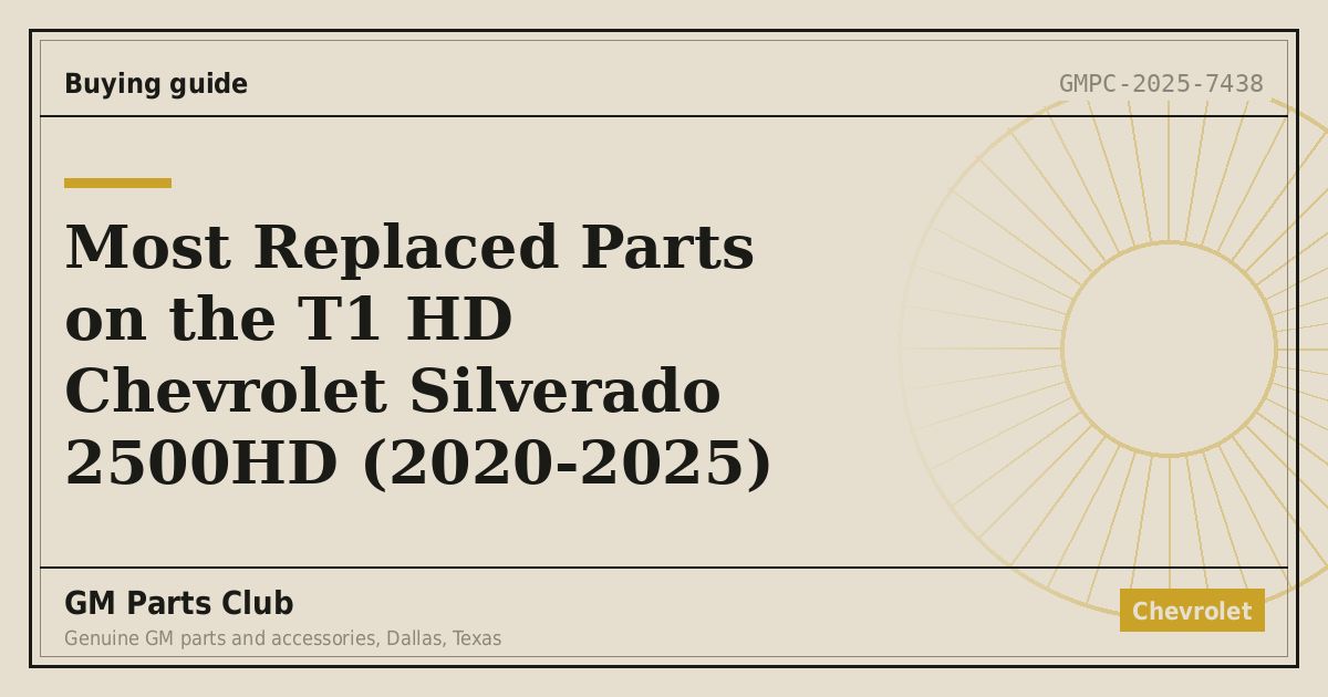 Most Replaced Parts on the T1 HD Chevrolet Silverado 2500HD (2020-2025) - GM Parts Club