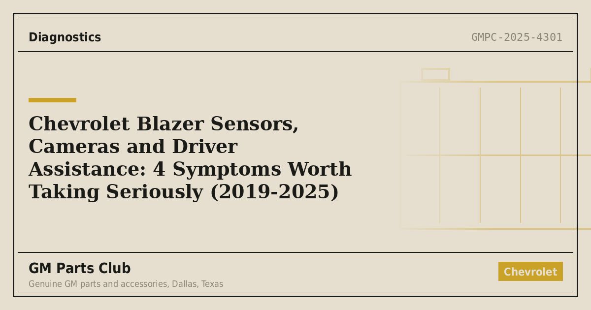 Chevrolet Blazer Sensors, Cameras and Driver Assistance: 4 Symptoms Worth Taking Seriously (2019-2025) - GM Parts Club