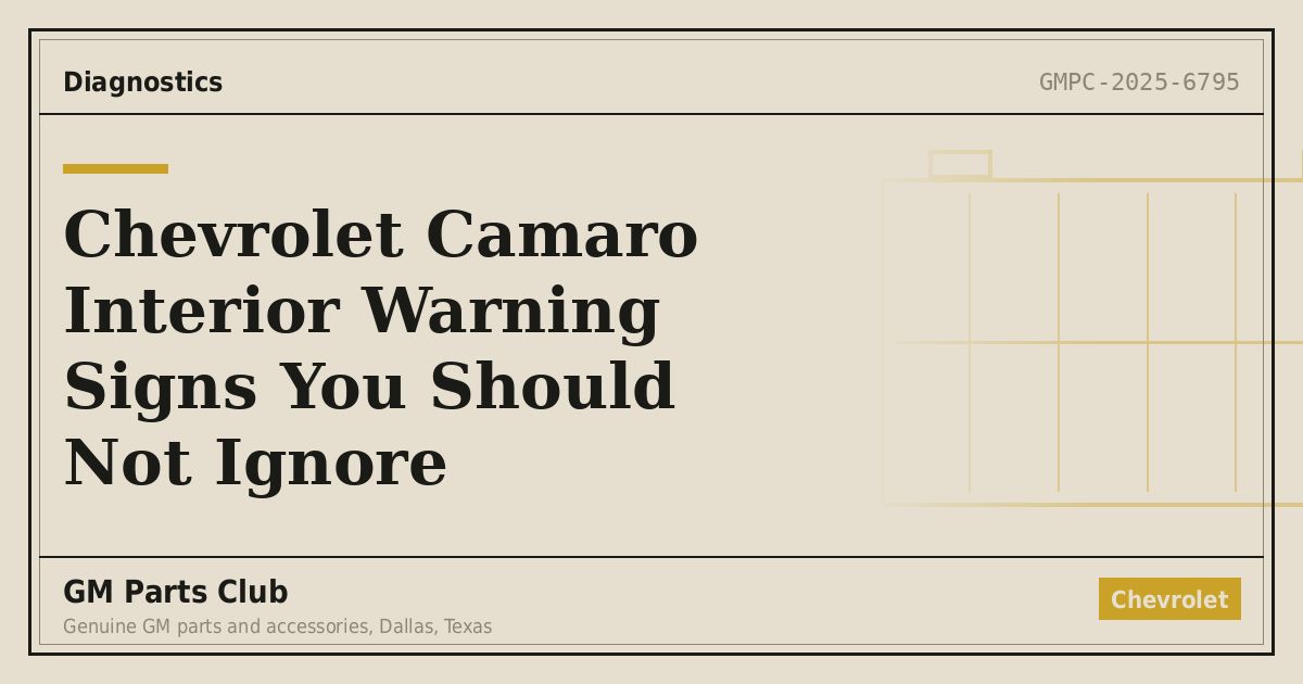 Chevrolet Camaro Interior Warning Signs You Should Not Ignore - GM Parts Club
