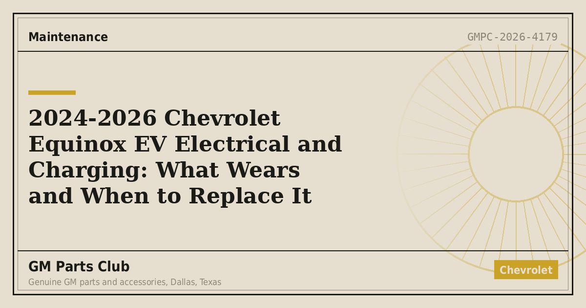 2024-2026 Chevrolet Equinox EV Electrical and Charging: What Wears and When to Replace It - GM Parts Club