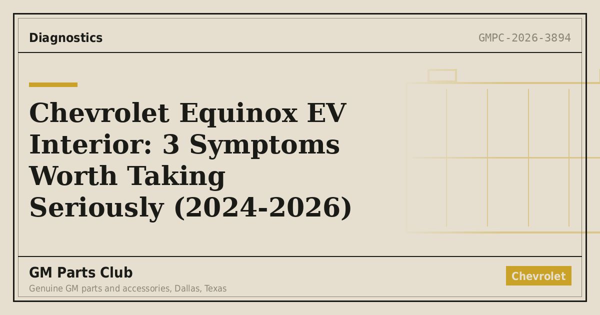 Chevrolet Equinox EV Interior: 3 Symptoms Worth Taking Seriously (2024-2026) - GM Parts Club