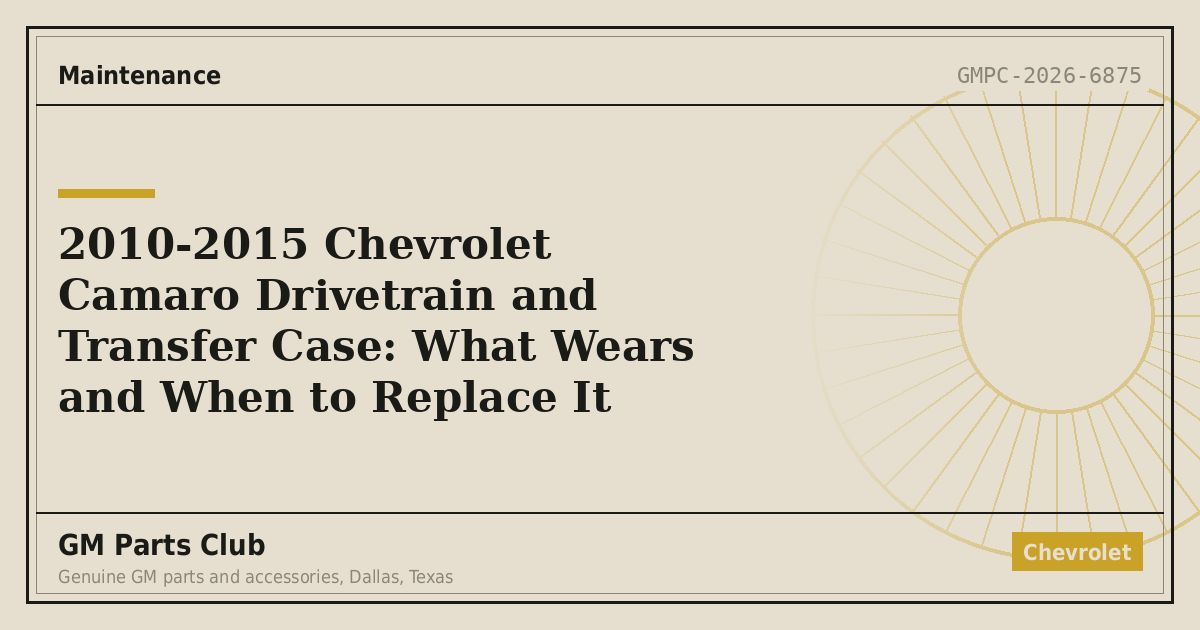 2010-2015 Chevrolet Camaro Drivetrain and Transfer Case: What Wears and When to Replace It - GM Parts Club